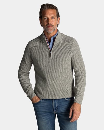 NZA - Grijze katoenen half zip trui