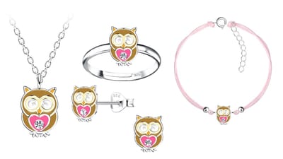 Jonline Kinder sieraden SET UIL : ring + armband + oorbellen + halsketting | 925 Zilver | Emaille
