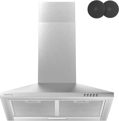 Keuken Afzuigkap - Wandmodel Afzuiging - Frisse Keukenlucht - 5-laags Aluminiumfilter - 60 cm Breed - Zwart