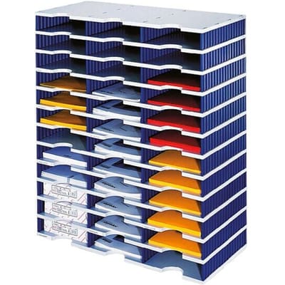 styro® sorteerstation styrodoc Standaard SET, C4, 12 etages/3 rijen/36 vakken, grijs/blauw
