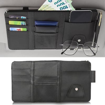Famanu – Organizer voor zonneklep - tas voor zonneklep - auto-zonneklep - organizer voor autozonneklep - geschikt voor zonnebrillen - rijbewijs - sleutels