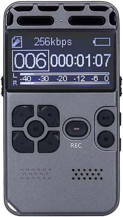 Digitaal Dicteerapparaat - Audio Recorder Muziekspeler - Opnemen Vergaderingen Cursussen - Spraakgestuurd Opnemen Wachtwoordbeveiliging