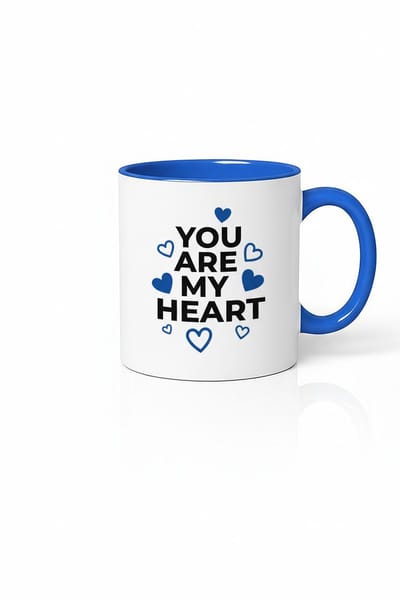Mok 'You Are My Heart' met Blauwe Harten - Liefdevol Keramisch Cadeau