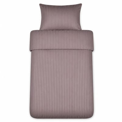 Decoware Dekbedovertrek Hotelstreep 140x220 cm - Antraciet - Katoen Satijn - Met Kussensloop - Eenpersoons