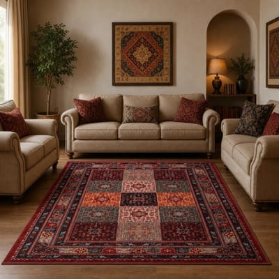 Muratap Artline sultan oosters vloerkleed vintage handgeknoopte wol look- 400x500