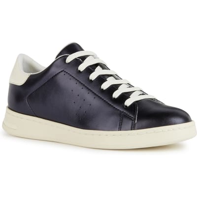 Geox D Jaysen B Leather Vrouwentrainers Dark Jeans/Optic White