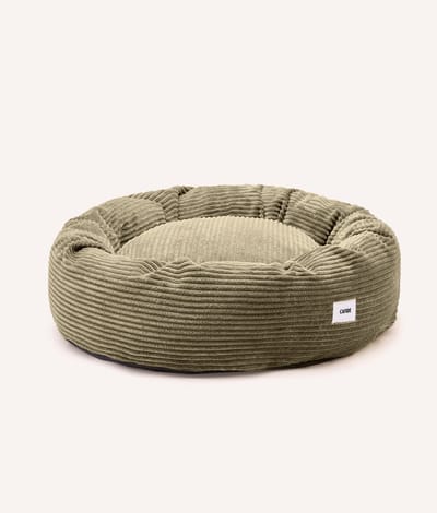 Comfortabel donutvormig hondenbed van ribfluweel – Groen – Zacht, wasbaar & antislip – Nuba