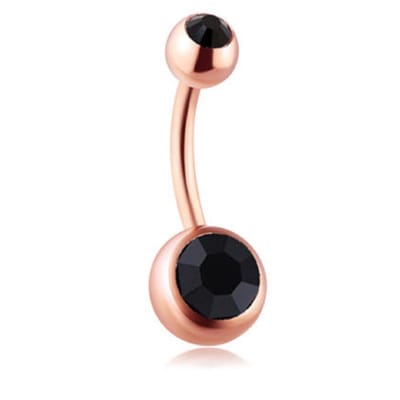 Navel Piercing - Rose Goud Met Steentjes