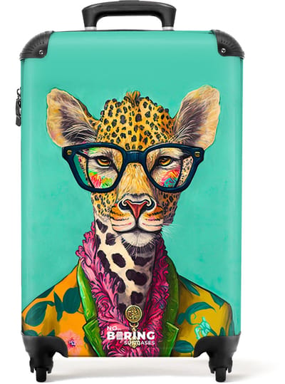 NoBoringSuitcases.com® - Handbagage koffer lichtgewicht - Reiskoffer trolley voor reizen - Bladeren - Bril - Giraffe - Dieren - Design - Cabine rolkoffer met wieltjes - Travel luggage - Hardcase valies klein - Past binnen 55x40x20 en 55x35x25
