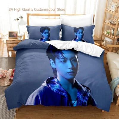 Jeon Jung Kook Album Beddengoed Set Eenpersoons Twijfelaar Volledig Queen King Size Bed Set Volwassen Jongens Slaapkamer Dekbedovertrek Sets Hoeslakenset 2-2 AU Single(140*210cm)3pcs