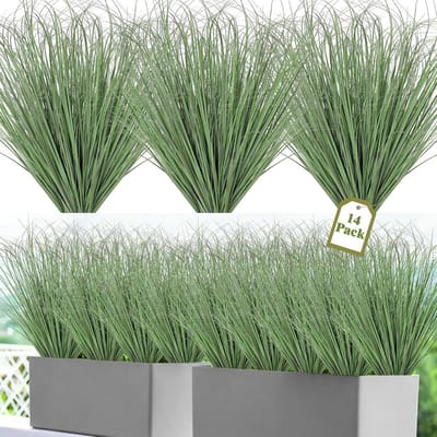 Artificial Grasses, 14 Bundles 51 cm, Artificial Plants, Outdoor Artificial Plants, Such as Real UV Resistant Artificial Balcony Plants, Artificial Grass for Indoors and Outdoors, Garden