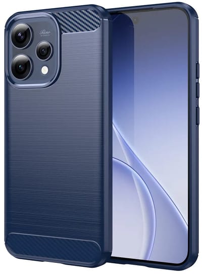 MobyDefend Hoesje - Geschikt voor Oppo Reno15 - TPU Backcover - Geborstelde Metaal & Carbon-Look - Blauw