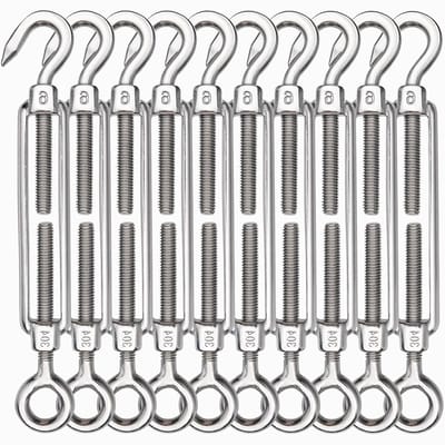 Set van 5 M6 Spanners, Verstelbare Kabelspanners van RVS 304, Ideaal voor Tuin, Hekwerk en Zonnezeil