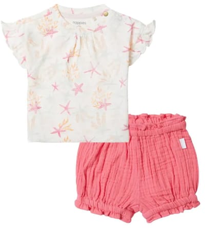 Noppies baby meisjes set: Shirt Chula en Shortje Coconut Rose maat 74