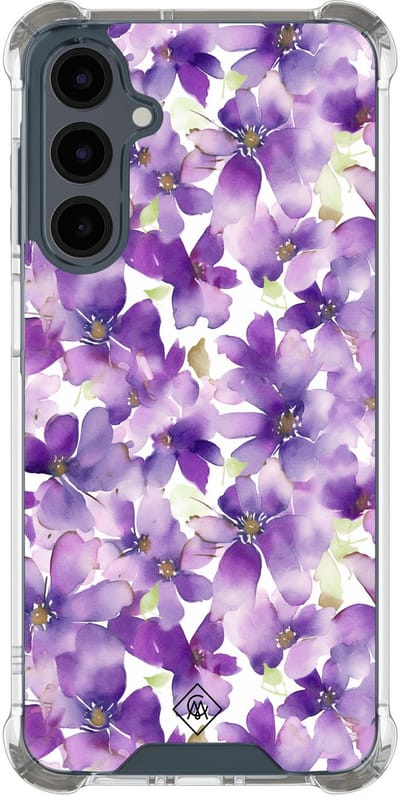 Casimoda® hoesje - Geschikt voor Samsung Galaxy A16 - Floral Violet - Shockproof case - Extra sterk - TPU/polycarbonaat - Paars, Transparant
