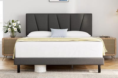 Gestoffeerd Bedframe - Design Bed - Comfortabel Slapen - Hoge Hoofdsteun - 140 x 200 cm - Grijs