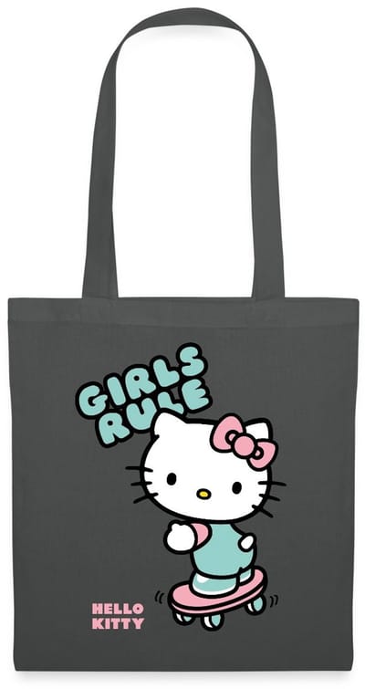 Hello Kitty Op Een Skateboard Met Girls Rules Tas Van Stof Schoudertas