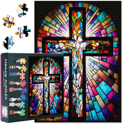 Gekleurde Glas Puzzel - 1000 Stukjes - Ontspannend Spel - Gedetailleerd Ontwerp - 70x50cm - Christelijk Motief