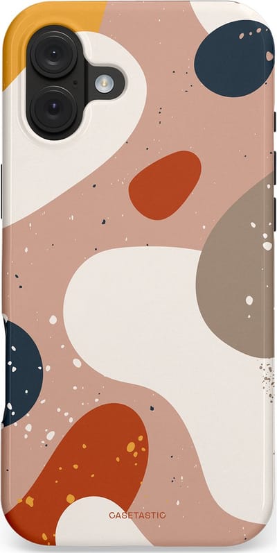 Casetastic hoesje geschikt voor Apple iPhone 16 Plus - MagSafe - Dubbellaagse bescherming - Terravibe - Fashion Case - Perzik Lichtgrijs Taupe Okergeel