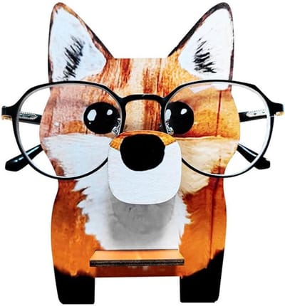 Brillenhouder - Houten standaard - Bureau decoratie - Handgemaakt ontwerp - 15x10cm - Houtkleur