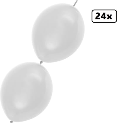 24x Doorknoop ballon wit 25cm – Link Ballon - festival themafeest huwelijk party trouwen gala