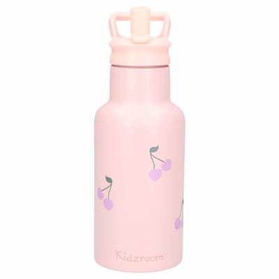 Kidzroom Nostalgia - Schoolbeker en Drinkfles - 350ml - Stainless Steel - Kersen - Roze