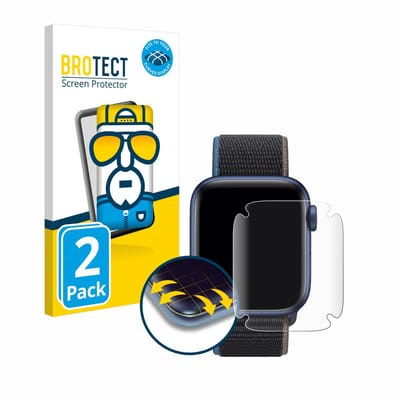 BROTECT - Screenprotector voor Apple Watch Series 6 / SE (40 mm) - Folie Beschermfolie transparant volledig dekking - 2 Stuks