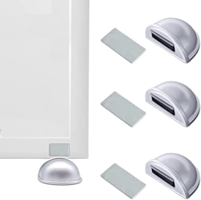 Magnetische Deurstopper - Deurhouder Zonder Boren - Muren Beschermen - Zelfklevend Sterke Magneet - 4/5/6 Stuks - Wit of Zilver