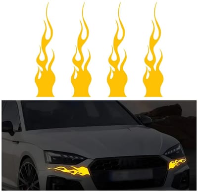 Dailygoods- Vlamstickers 4 stuks - Reflecterende Vlamstickers - Vinyl Sticker - Auto Accessoires - Decoratieve Auto's - PET Materiaal - 29 x 5,7 cm - Autostickers