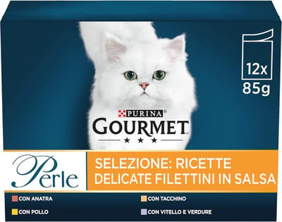 Vochtige Kattenfilets in Saus met Kip, Eend, Kalkoen en Groenten - 72 Zakjes à 85 g