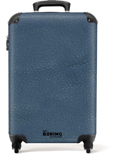 NoBoringSuitcases.com - Koffer - Lederen look grijs blauw - Past binnen 55x40x20 cm en 55x35x25 cm - Trolley handbagage - Valiezen met wieltjes volwassenen - Reiskoffer op wielen - Rolkoffer lichtgewicht