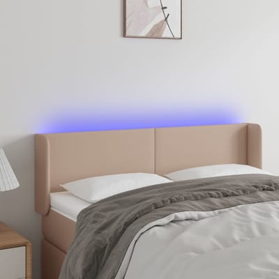 vidaXL - Hoofdbord - LED - 147x16x78/88 - cm - kunstleer - cappuccinokleurig