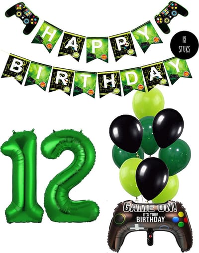 Cijfer Ballon 12 Game Videospel Verjaardag Thema - De Versiering voor de Gamers Birthday Party van Snoes