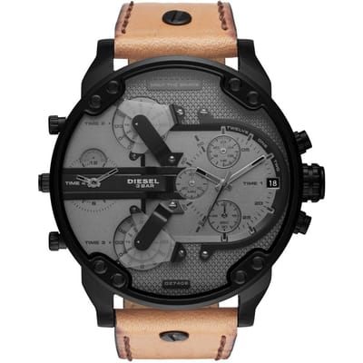 Diesel DZ7406 Dhr.. Daddy 2.0 Chronograaf Bruin Leren Herenhorloge 57mm bruin