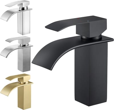 CECIPA Max - Wastafelkraan - Badkamerkraan - Toiletkraan - Mengkraan - RVS - Watervalkraan -Warm en Koud - Waterbesparende - inclusief aansluitingen - Zwart
