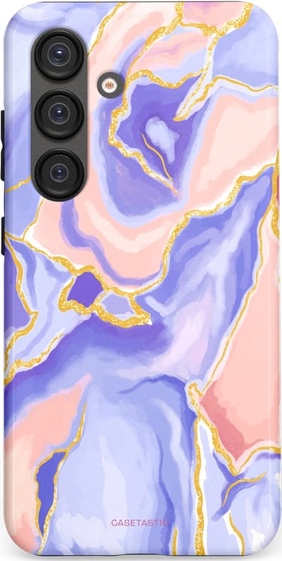 Casetastic hoesje geschikt voor Samsung Galaxy S25 - Dubbellaagse bescherming - Riviergloed - Fashion Case - Lavendel Lichtgrijs Zand Lichtroze