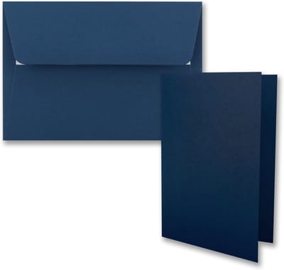 50x Set Vouwkaarten DIN B6 Donkerblauw met Enveloppen - Ideaal voor Uitnodigingen en Groeten