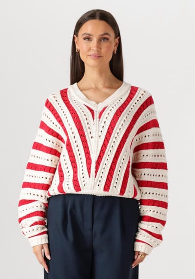 Catwalk Junkie Ajour Knit Truien & vesten Dames - Sweater - Hoodie - Vest- Rood - Maat 38