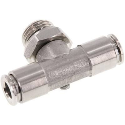 6mm x G1/4'' inline T-stuk RVS Insteekfitting Buitendraad FDA Draaibaar FKM