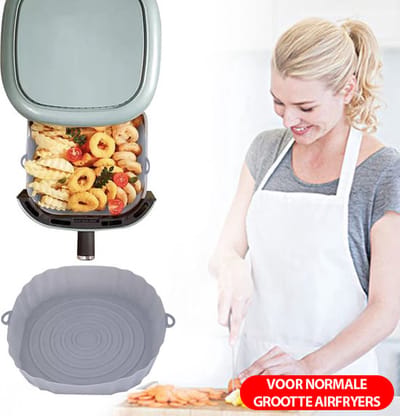 Siliconen Airfryer Mandje Medium (18cm) – Grijs – Accessoires Voor Airfryer