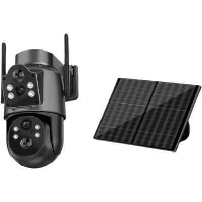 Nouvelle caméra solaire 4k 8MP avec batterie 7800 MAh Caméra IP WIFI à double objectif Détection humaine PIR Vision nocturne Surveillance de sécurité ICSEE 8MP No Card