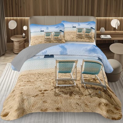 Strand Sprei Tropische Palmboom Quilt Set Twin King Size Zee Oceaan Zeelandschap Kustthema Beddengoedsets AU Queen 210x210cm