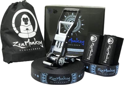 Slackline Kit - Balanslijn Outdoor - Buitenactiviteiten Balans - Extra Lange Ratel - 30 Meter Lengte - Zwart