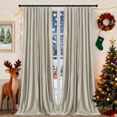 MUPOO Kant en Klaar Velours Gordijnen – 2 Stuks Superzacht & Verduisterend – Thermisch Isolerend, Zonwerend & Kant en Klaar Gordijn – Perfect voor Woonkamer en Slaapkamer – Champagne 132×213 cm