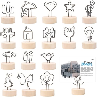 Dailygoods- Fotohouder 16 stuks - Houten Hart - Tafelkaarthouder - Fotohouder met Knijpers - Stabiele Basis - Huisdecoratie