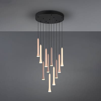 Trio Lighting Hanglamp Fiato, 11-lamps, rond, metaal, taupe, koffie