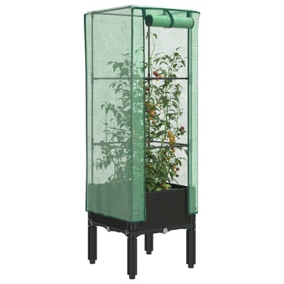 vidaXL - Plantenbak - verhoogd - met - kashoes - 40x40x140 - cm - rattanlook