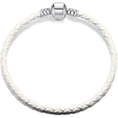 3mm leren touw enkele lus armband met zilveren sluiting bedels originele leren armband sieraden dames mode cadeau 19cm white