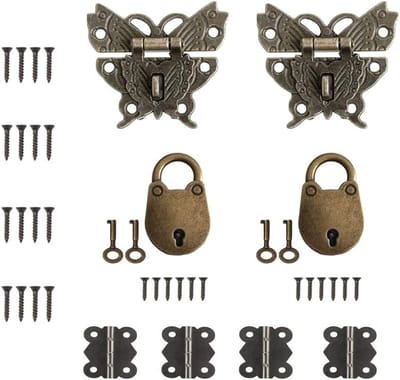 Mini Hangslot Set van 12 Stuks - Vintage Sleutels voor Houten Dozen, Sieraden en Kasten - Inclusief Schroeven en Bronzen Afwerking