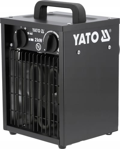 YATO Elektrische Kachel - 2kW - Draagbare Werkplaatskachel met Thermostaat - Ventilatorkachel - Zwart/Rood
